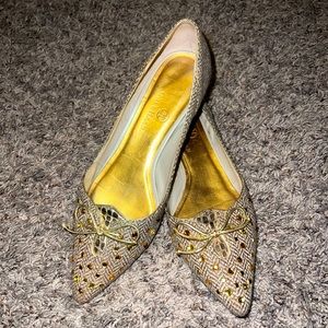 Cole Haan Tweed Jeweled Flats. Size 6.